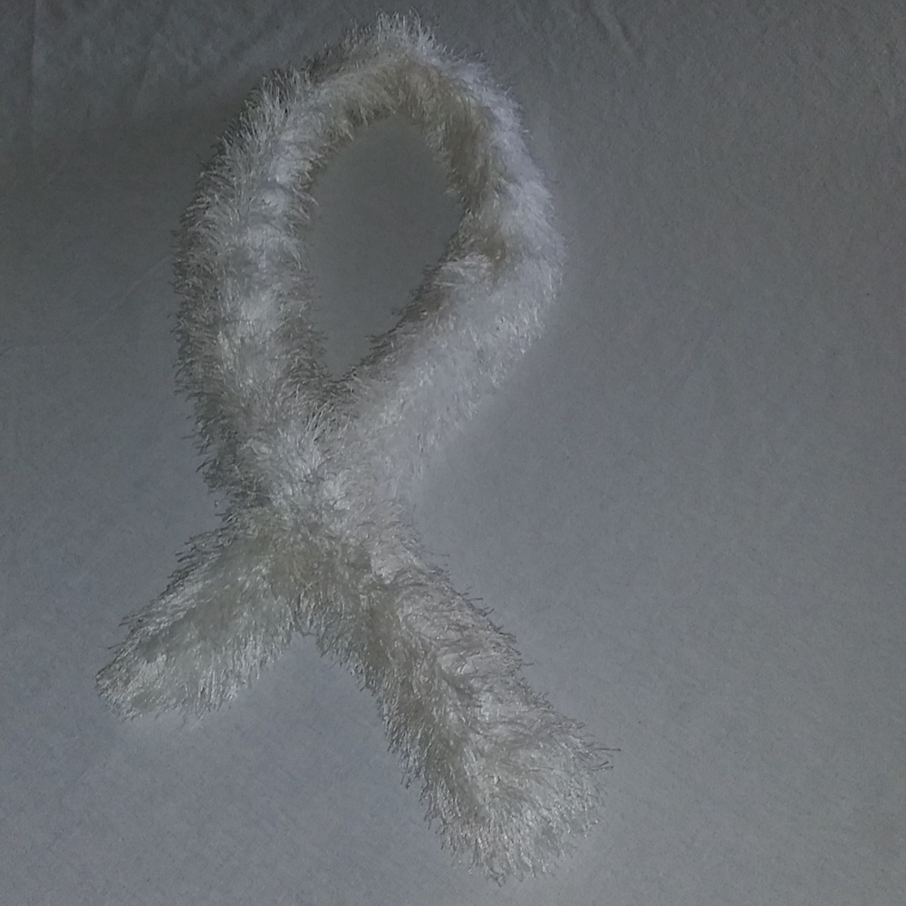 Homemade Scarf. White Funfur. 66"x3"